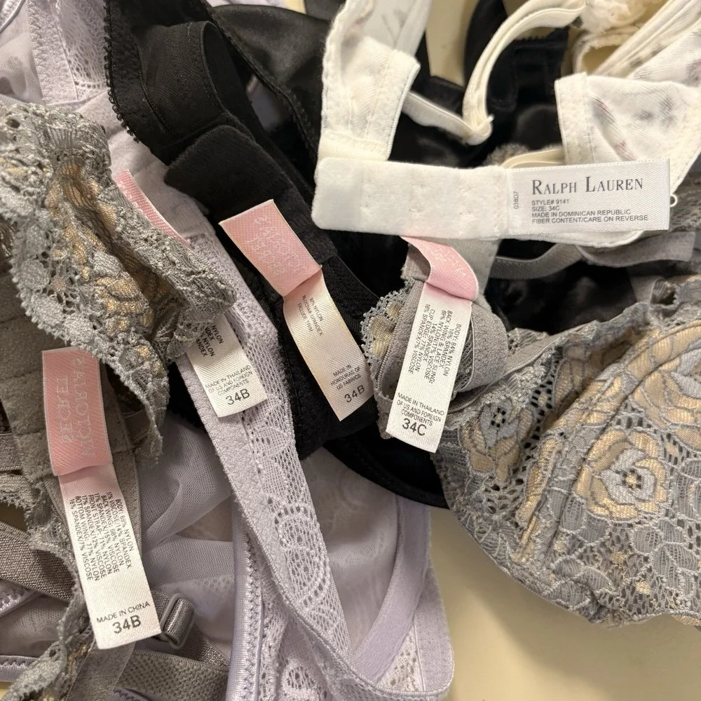 Vtg Y2K Victorias Secret/Ralph‎ Lauren BUNDLE Bras Size 34B/C Dainty Floral